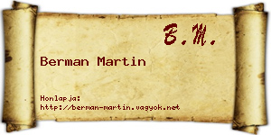 Berman Martin névjegykártya